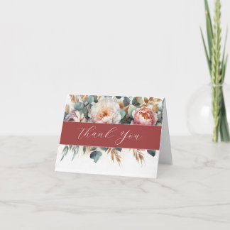 Flowers Floral Aesthetic Watercolor Thank You Card