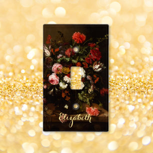 Flowers Floral Art Gold Monogram Nursery Kids Room Light Switch Cover