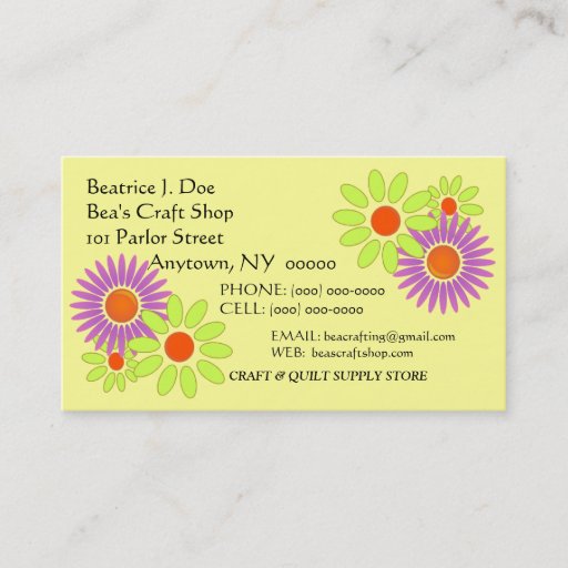 Customizable Flowers Floral "CRAZY-DAZY" CRAFT BUSINESS CARD