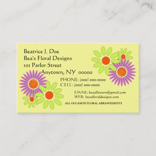 Flowers Floral "CRAZY-DAZY" CRAFT BUSINESS CARD