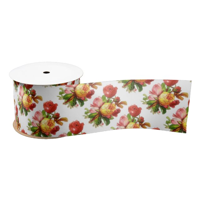 Flowers Floral English Rose Tea Party Theme  Satin Ribbon (Spool)