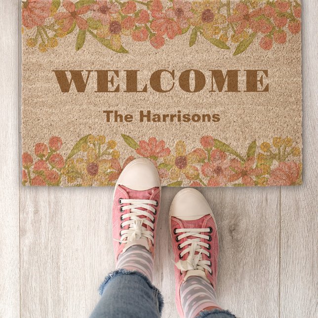 Flowers Floral Housewarming Spring Summer Welcome Fiber Doormat (Creator Uploaded)