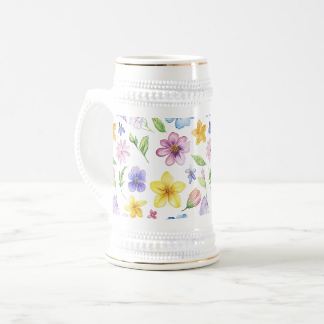 Flowers Floral Pattern Sublimation-95651 Beer Stein (Front Left)