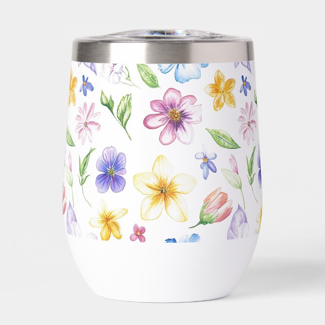 Flowers Floral Pattern Sublimation-95651 Thermal Wine Tumbler (Front)