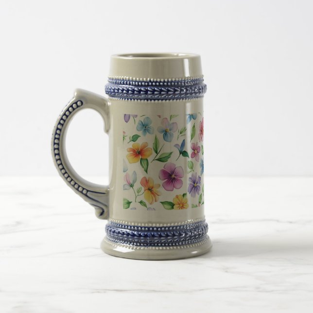 Flowers Floral Pattern Sublimation-95652 Beer Stein (Left)