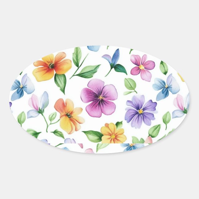 Flowers Floral Pattern Sublimation-95652 Oval Sticker (Front)