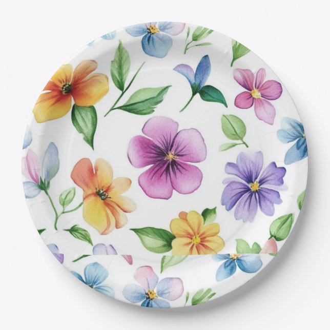 Flowers Floral Pattern Sublimation-95652 Paper Plates (Front)