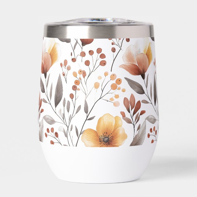 Flowers Floral Pattern Sublimation-95653 Thermal Wine Tumbler (Front)