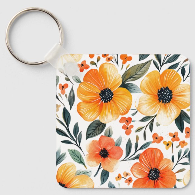 Flowers Floral Pattern Sublimation-95654 Keychain (Front)