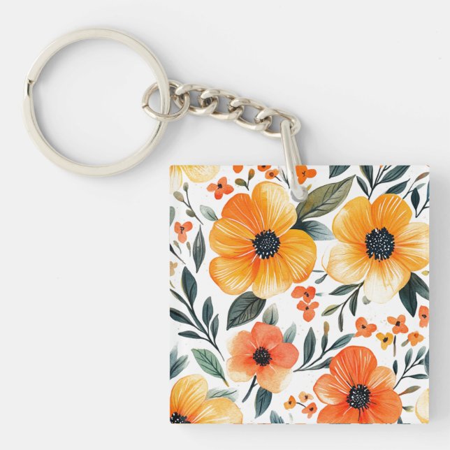 Flowers Floral Pattern Sublimation-95654 Keychain (Front)