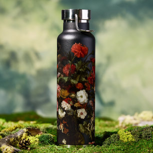 Flowers Floral Vintage Art Stylish Gold Monogram Water Bottle