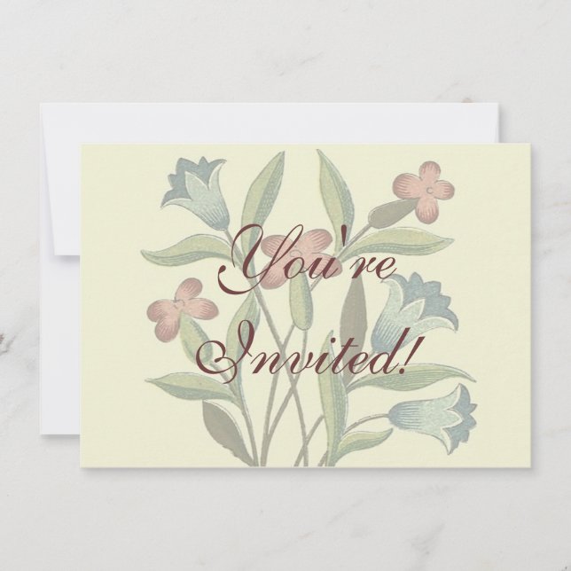 Flowers Floral Wallpaper Art Nouveau Pretty Invitation (Front)