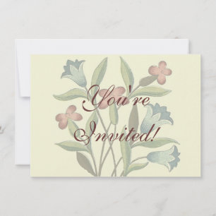 Flowers Floral Wallpaper Art Nouveau Pretty Invitation