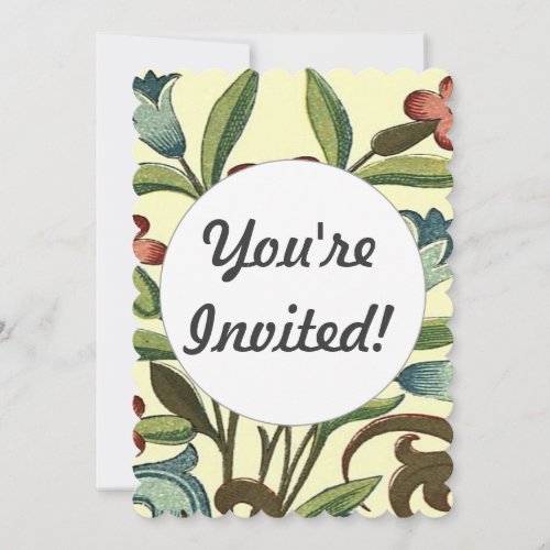 Flowers Floral Wallpaper Art Nouveau Pretty Invitation