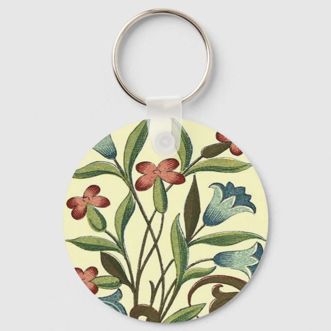 Flowers Floral Wallpaper Art Nouveau Pretty Keychain (Front)