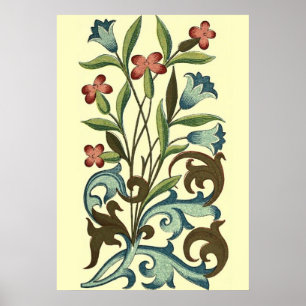 Flowers Floral Wallpaper Art Nouveau Pretty Poster