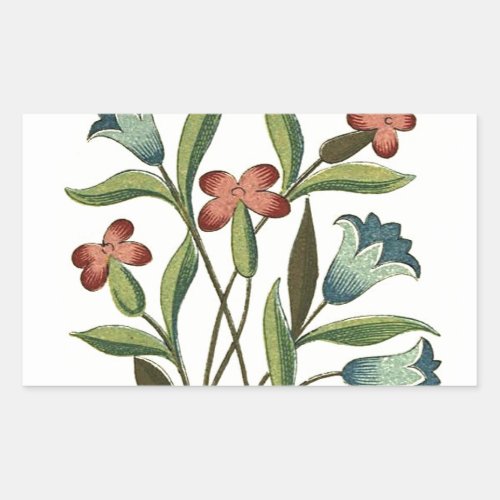 Flowers Floral Wallpaper Art Nouveau Pretty Rectangular Sticker