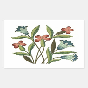 Flowers Floral Wallpaper Art Nouveau Pretty Rectangular Sticker
