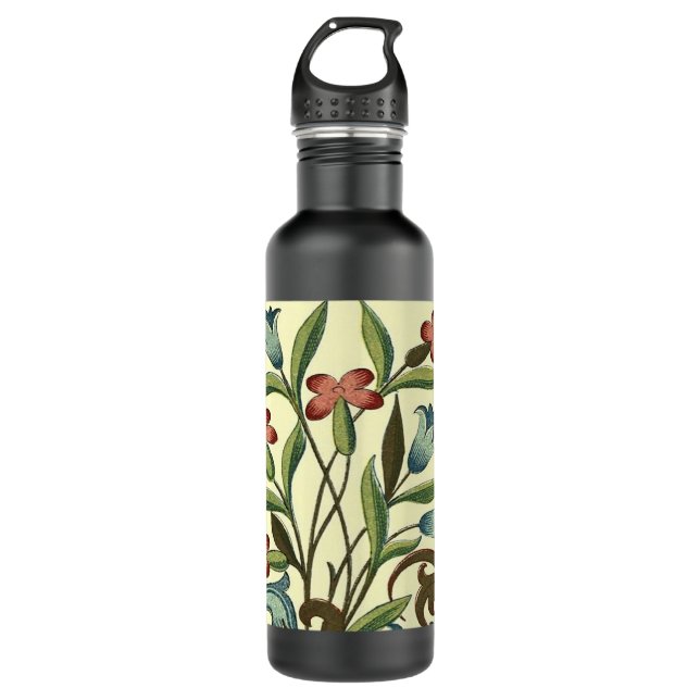 Flowers Floral Wallpaper Art Nouveau Pretty Stainless Steel Water Bottle (Front)