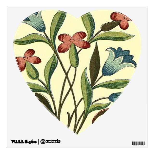 Flowers Floral Wallpaper Art Nouveau Pretty Wall Decal (Front)