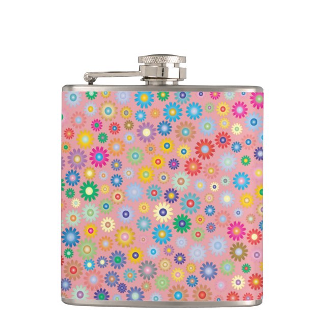 Flowers florals pattern Pink Nature art Flask (Front)