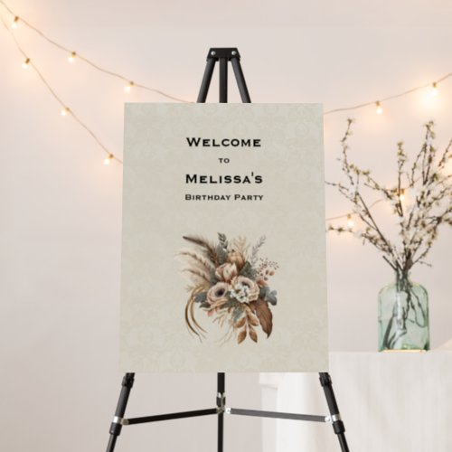 Flowers Foliage and Feathers Birthday Welcome Foam Board