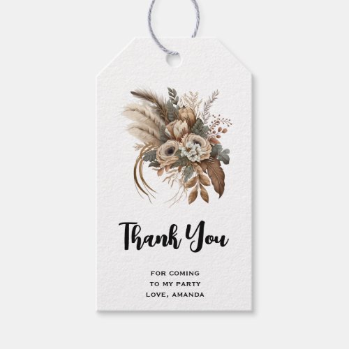 Flowers Foliage and Feathers Party Thank You Gift Tags