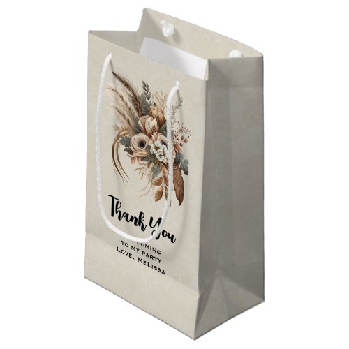 Flowers Foliage and Feathers Party Thank You Small Gift Bag