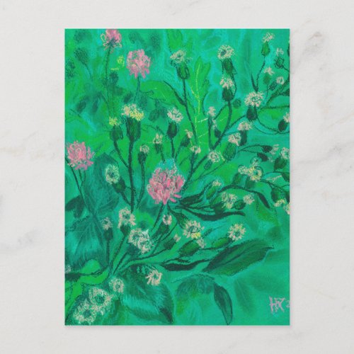 Flowers For Bumblebee Summer Wildflowers Painting Postcard