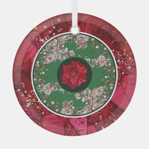 Flowers for Christmas Glass Ornament