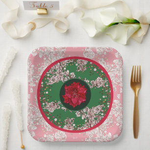 Flowers for Christmas Paper Plates