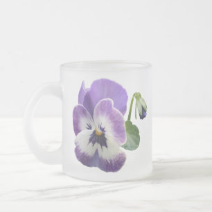 Flowers for Grandma Frosted Glass Pansies Coffee Mug