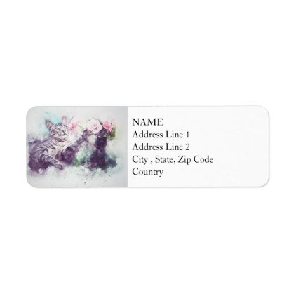 Flowers for Kitty | Abstract | Watercolor Label