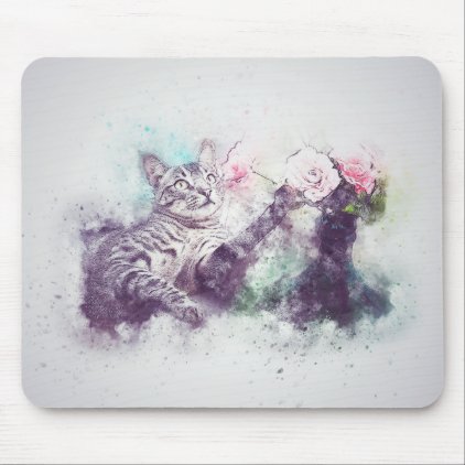 Flowers for Kitty | Abstract | Watercolor Mouse Pad