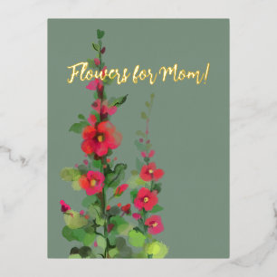 Flowers for the best mom! foil holiday postcard