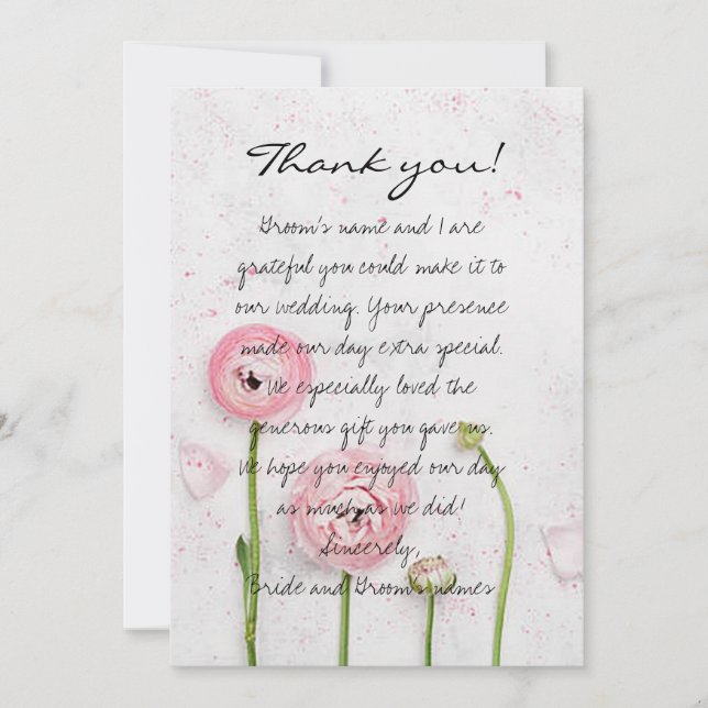 Flowers for the Bride Wedding Thank You Card (Front)