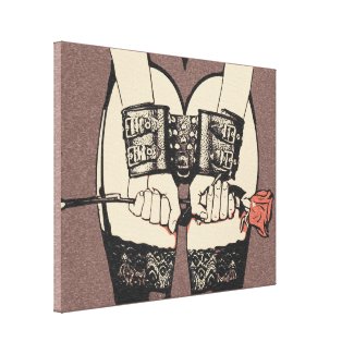 Flowers for the Submissive sexy girl tied red rose Canvas Print