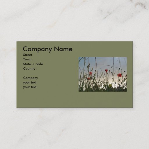 Customizable Flowers - Four Red Poppies Business Card Template