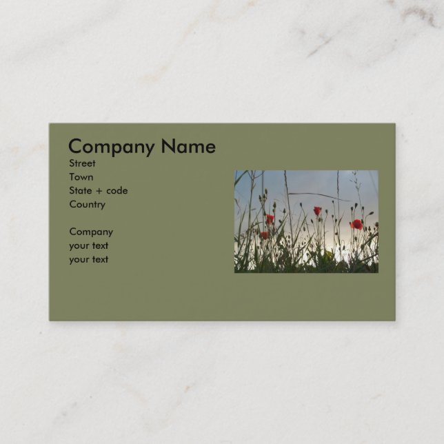 Flowers - Four Red Poppies Business Card (Front)
