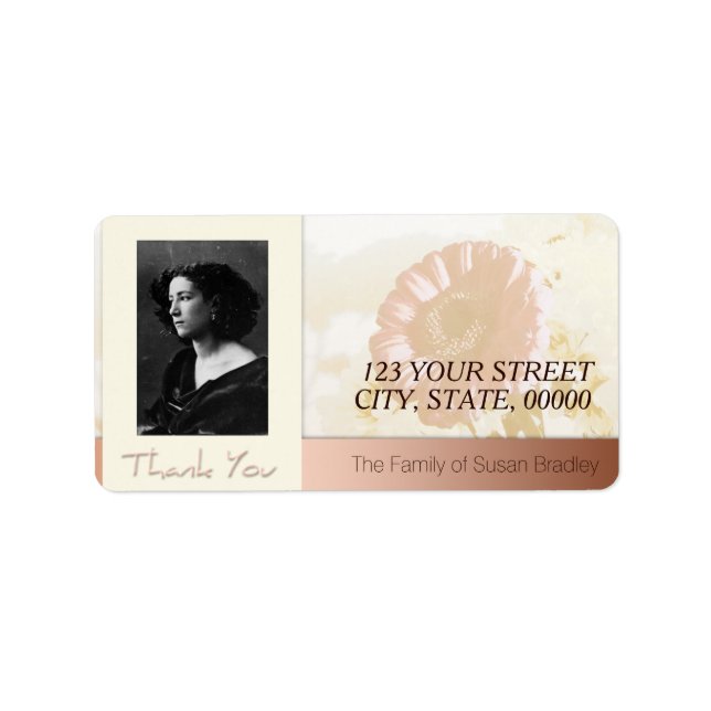 Flowers Frame Photo Family Thank You Label (Front)