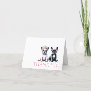  Flowers & French Bulldogs Letterpress Thank You Card