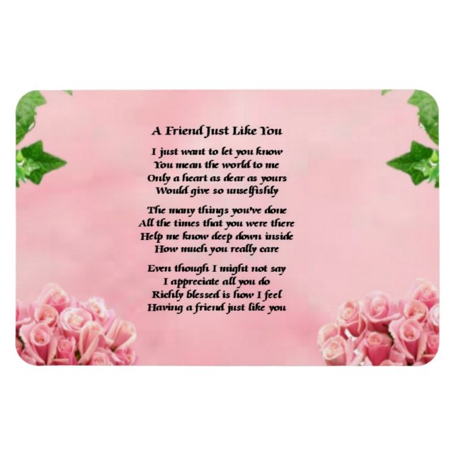 Flowers Friend Poem Magnet (Horizontal)