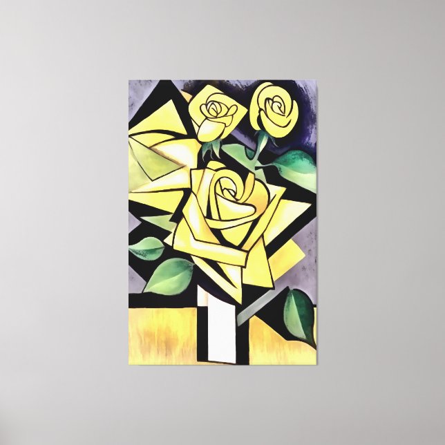 Flowers From A Friend Geometric Yellow Roses Canvas Print (Front)