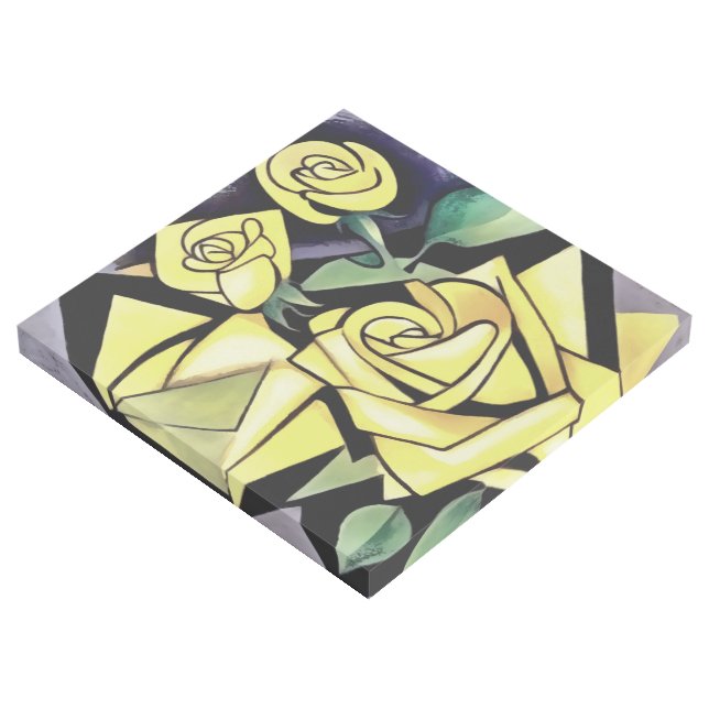 Flowers From A Friend Geometric Yellow Roses Gallery Wrap (3/4)