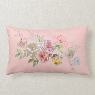 Flowers from Heaven Garland Peach Lumbar Pillow