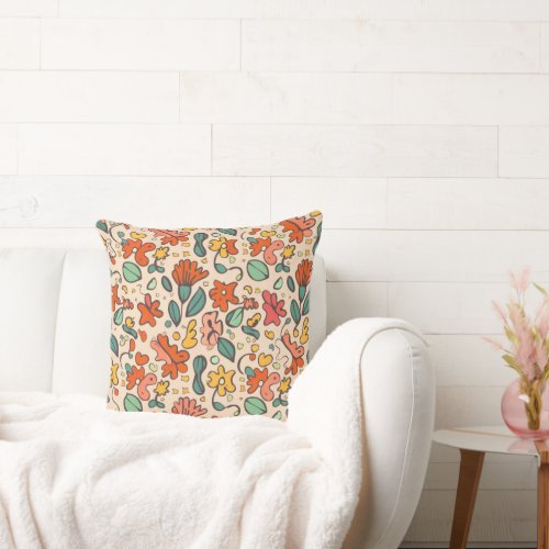 Flowers from Sea Floral Throw Pillow