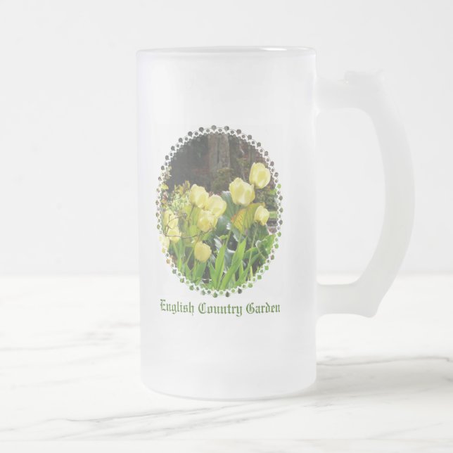 FLOWERS FROSTED GLASS BEER MUG (Right)