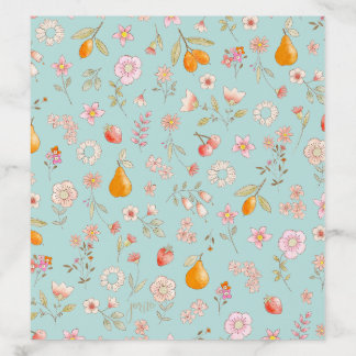 Flowers & Fruit Turquoise Envelope Liner