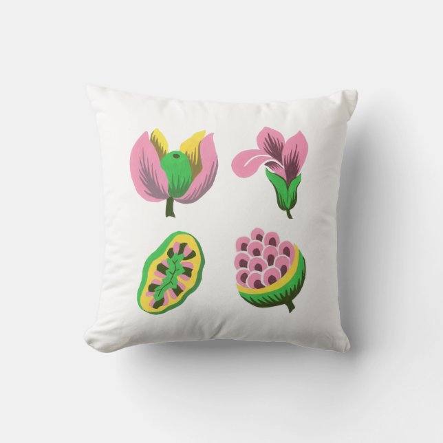 Flowers & Fruits Throw Pillow (Front)