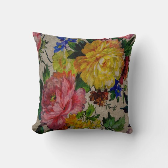 Flowers fulcolor texture throw pillow (Front)